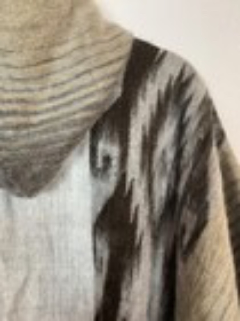 Alpaca Wool Blend Poncho with Hood Brown Gray Cream One Size Western Boho Unisex - Picture 9 of 12